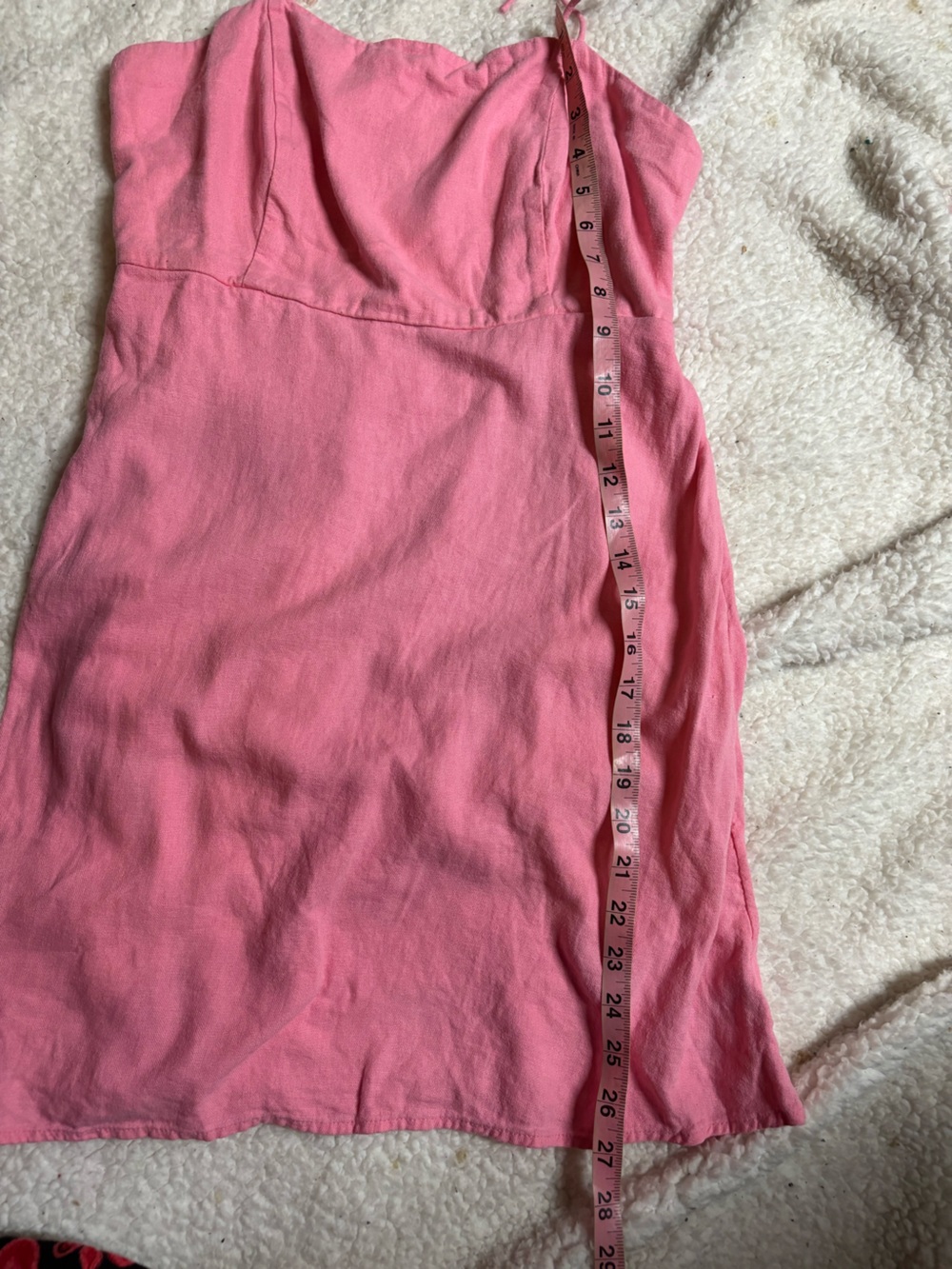 Old navy Pink Smocked Tie Strap Babydoll Mini Dress Open Back small linen blend - Picture 7 of 8